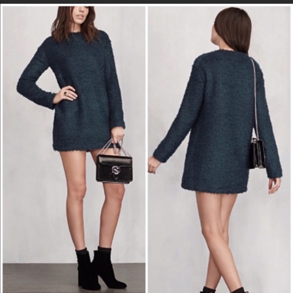 Reformation S Loki Textured Shag Boucle Teddy Sweater Mini